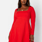 Red JoJo Square Neck Mini Skater Dress Plus Sizes