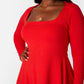 Red JoJo Square Neck Mini Skater Dress Plus Sizes