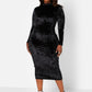 Black Just Last Night Velvet Turtleneck Midi Bodycon Dress Plus Sizes