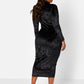 Black Just Last Night Velvet Turtleneck Midi Bodycon Dress Plus Sizes