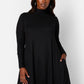 Keri Ribbed Turtleneck Mini Shift Dress W. Pockets