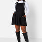 Kira Ribbed Tie Strap Overall Mini Skater Dress