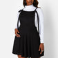 Kira Ribbed Tie Strap Overall Mini Skater Dress