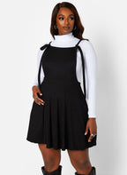 Kira Ribbed Tie Strap Overall Mini Skater Dress