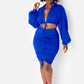 Blue Let's Go Ruched Mini Bodycon Skirt Plus Sizes