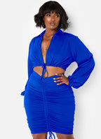 Blue Let's Go Tie Front Blouse Plus Sizes