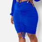 Blue Let's Go Ruched Mini Bodycon Skirt Plus Sizes