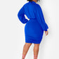 Blue Let's Go Ruched Mini Bodycon Skirt Plus Sizes