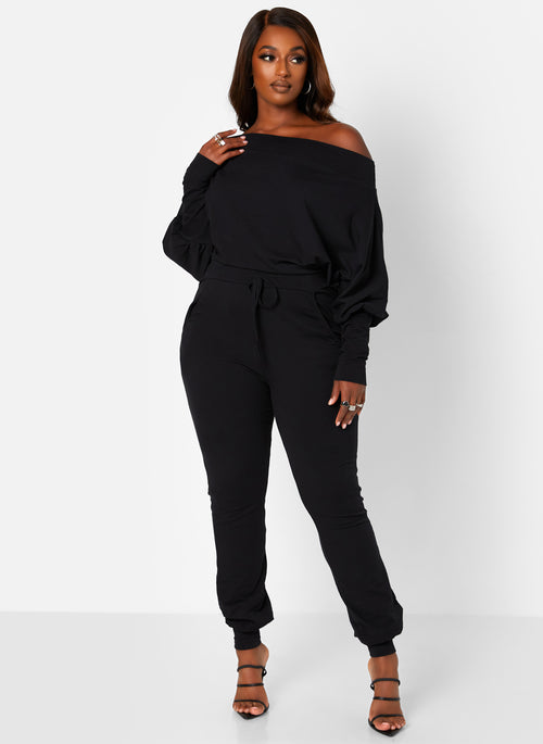 Let's Run Away Over The Shoulder Jumper With Pockets - Black