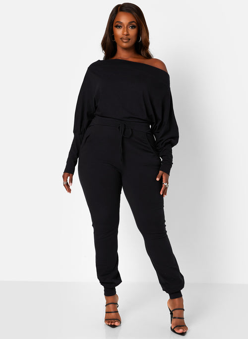 Let's Run Away Over The Shoulder Jumper With Pockets - Black