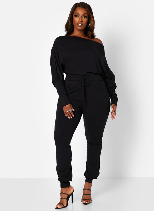 Let's Run Away Over The Shoulder Jumper With Pockets - Black