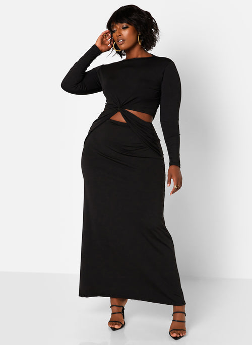 Libra Knot Waist Cut Out Maxi A Line Dress