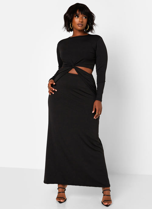 Libra Knot Waist Cut Out Maxi A Line Dress