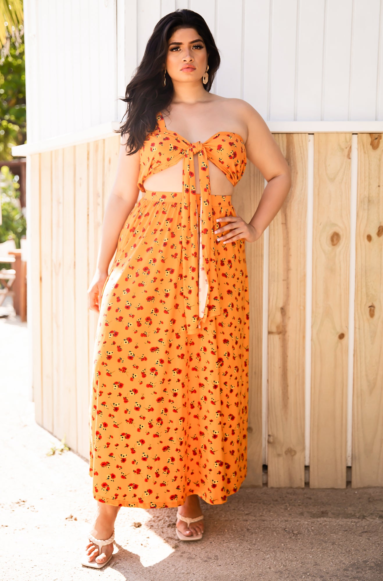 Orange Wrap Top Plus Sizes
