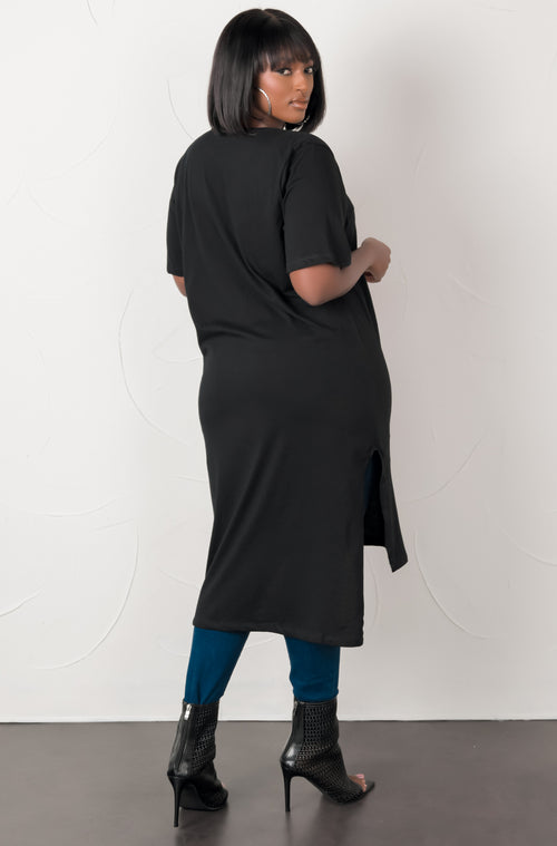Caged Long Top Plus Sizes