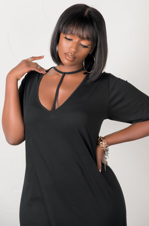 Caged Long Top Plus Sizes