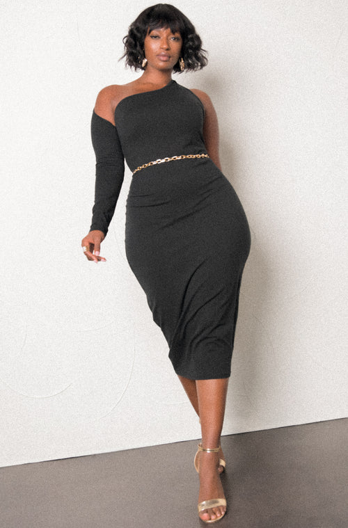 One Shoulder Bodycon Midi Dress