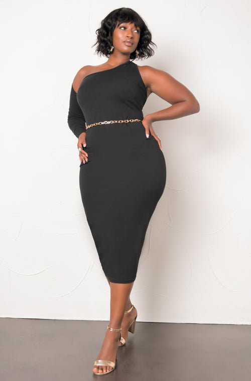 One Shoulder Bodycon Midi Dress