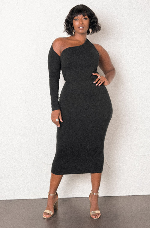 One Shoulder Bodycon Midi Dress