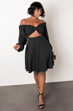 Puff Sleeve Skater Mini Dress
