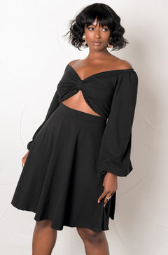 Puff Sleeve Skater Mini Dress