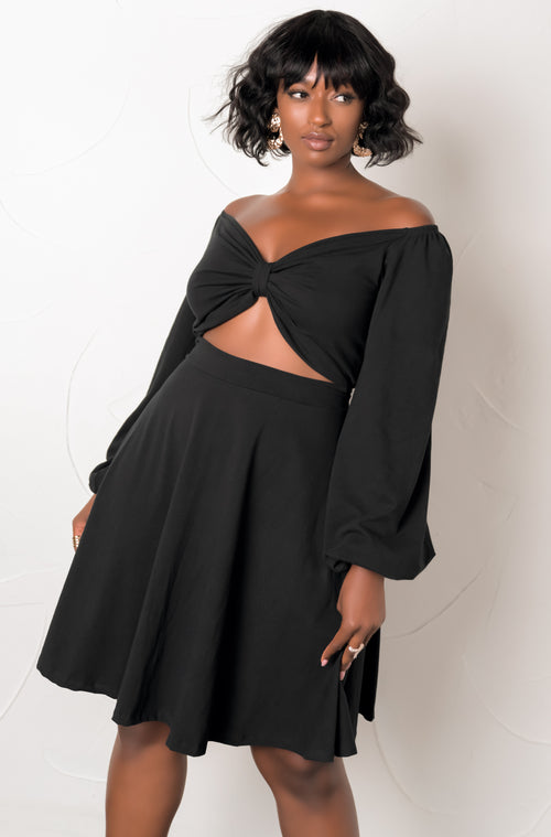 Puff Sleeve Skater Mini Dress