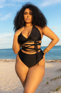 Black High Waist Bikini Bottom Plus Sizes