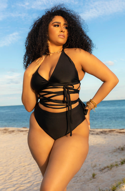 Black High Waist Bikini Bottom Plus Sizes