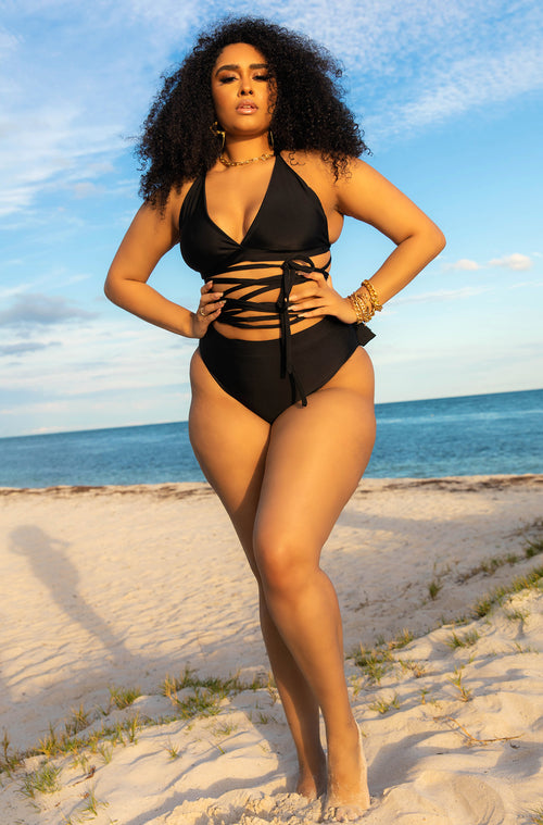 Black High Waist Bikini Bottom Plus Sizes