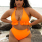 Orange High Waist Bikini Bottom Plus Sizes