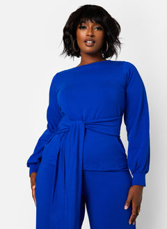 No Exceptions Front Tie Top - Royal Blue