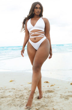 White Wrap Around Bikini Top plus size