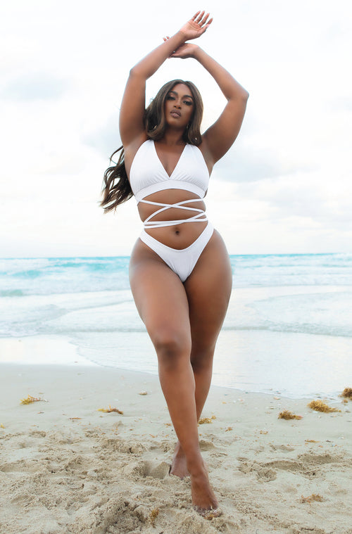 White Low Cut Bikini Bottom plus size