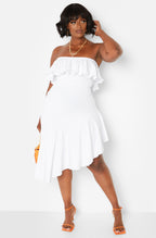 White Ruffled Sleeveless Dress Plus Size