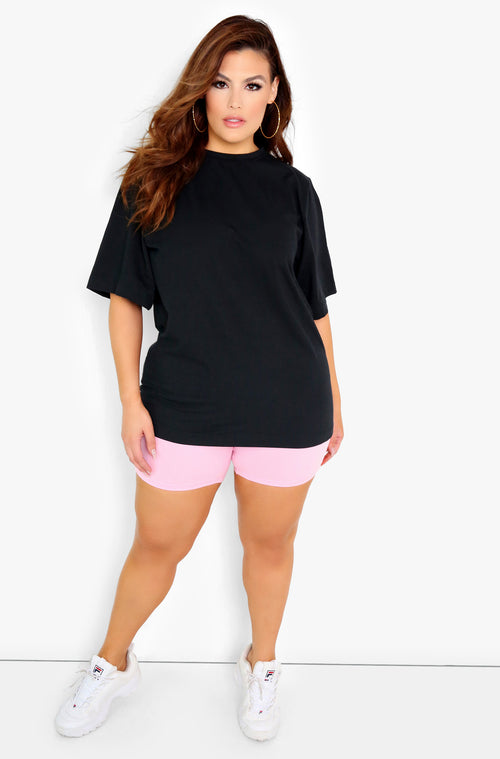 Black Essential Oversized Long Line Top Plus Sizes