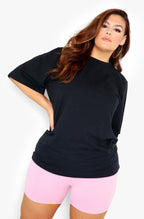 Black Essential Oversized Long Line Top Plus Sizes