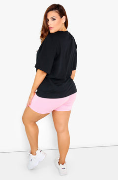 Black Essential Oversized Long Line Top Plus Sizes