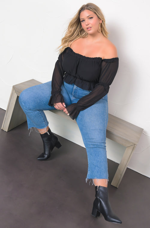 What I Please Over The Shoulder Sheer Top