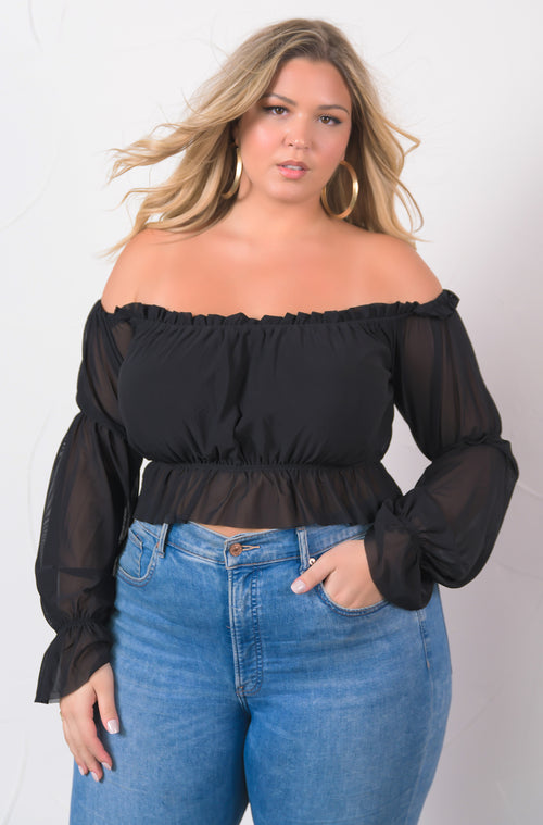 What I Please Over The Shoulder Sheer Top