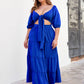 Temptation Cut Out Tiered Maxi A Line Dress - Royal Blue
