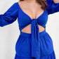 Temptation Cut Out Tiered Maxi A Line Dress - Royal Blue