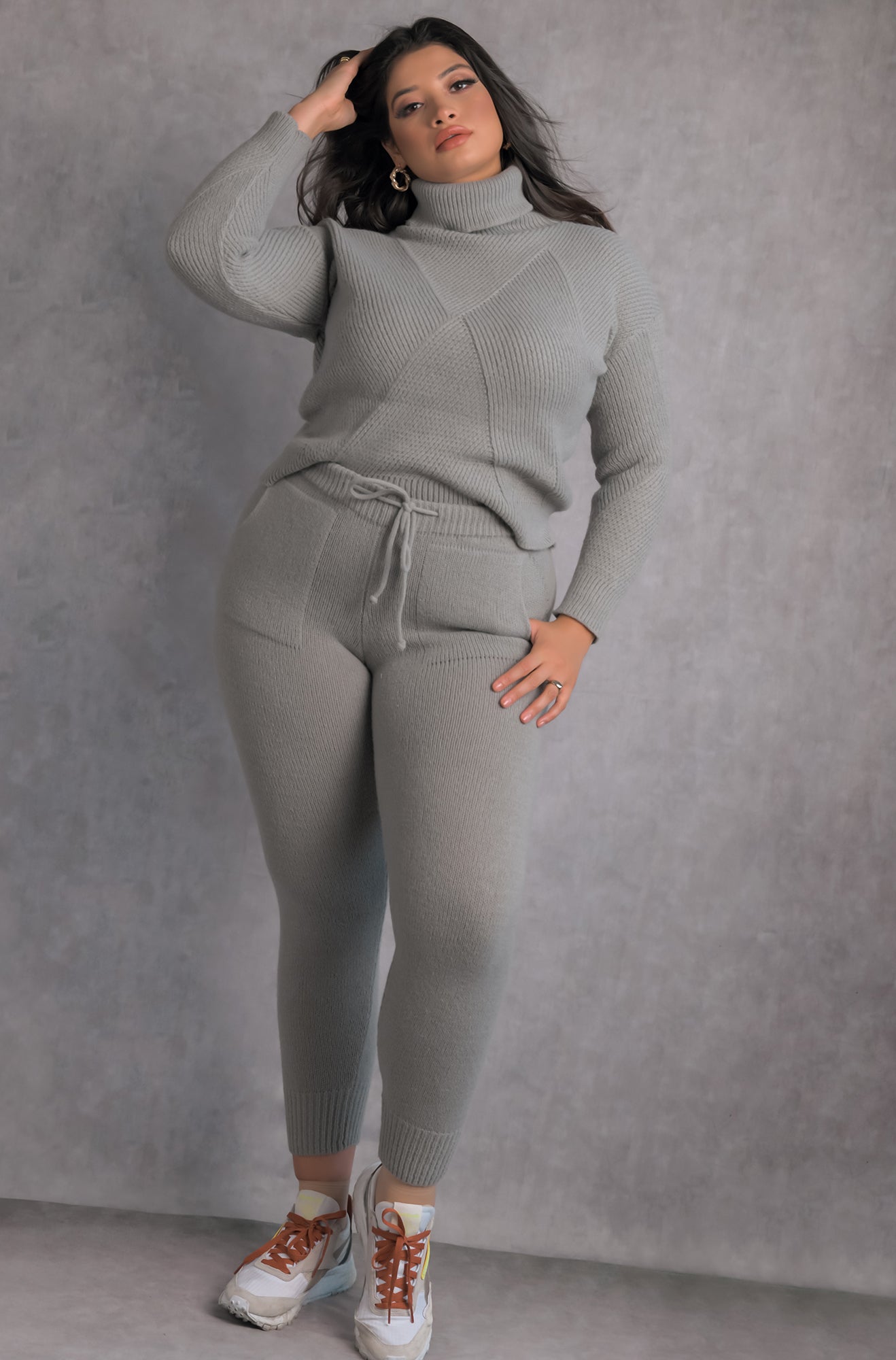 Gray Ribbed Joggers Plus Sizes