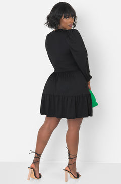 Black Oversized Sleeve Skater Mini Dress Plus Sizes