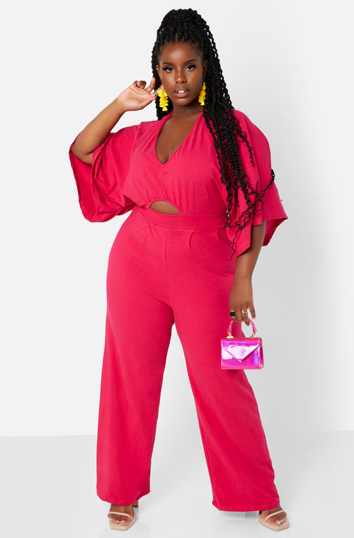 Well Wishes Kimono Sleeve Wide Leg Jumpsuit