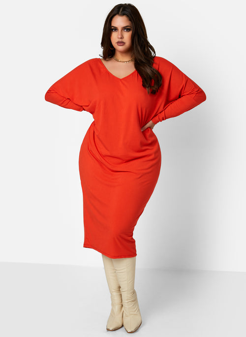 Adore You Ribbed Oversized Open Back Midi Dress