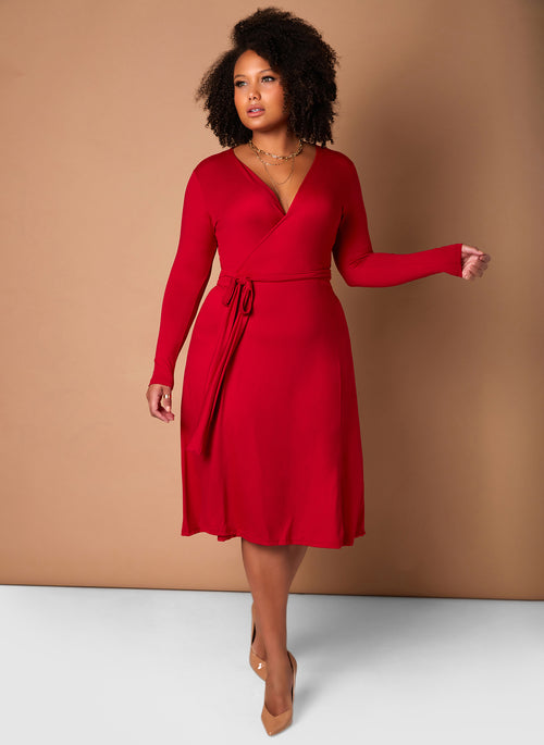 Red All At Once Wrap Skater Maxi Dress Plus Sizes