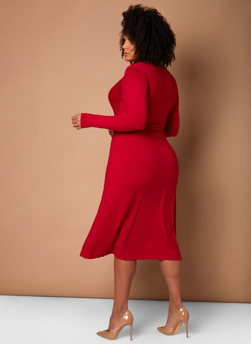 Red All At Once Wrap Skater Maxi Dress Plus Sizes