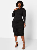 Anything You Want Long Sleeve Ruched Midi Bodycon Dress