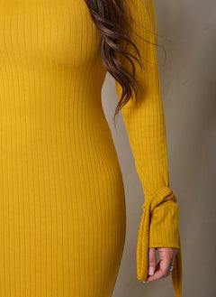 Best Dressed Ribbed Keyhole Tie Cuff Midi Bodycon Dress