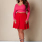 Carli Ribbed Mini Skater Skirt - Red